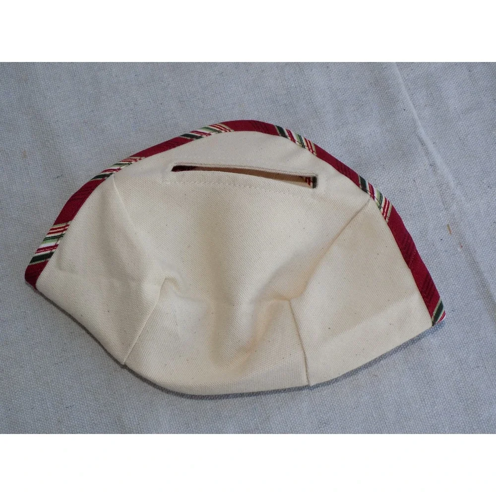 Natural w/ Holiday Stripe Trim Tinsel Basket Liner Longaberger